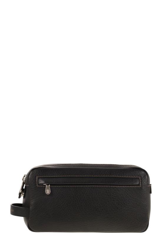 26FW 브루넬로 쿠치넬리 더블 지퍼 바케타 레더 뷰티 케이스 MWZIBU334C101 NERO - BRUNELLO CUCINELLI