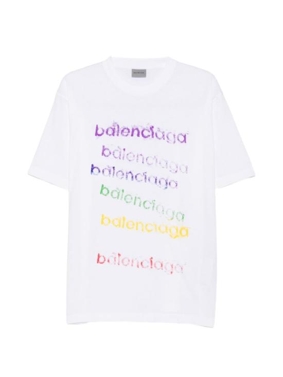 26FW 발렌시아가 오버사이즈 로고 반팔 티셔츠 871733TVVK99000 WHITE