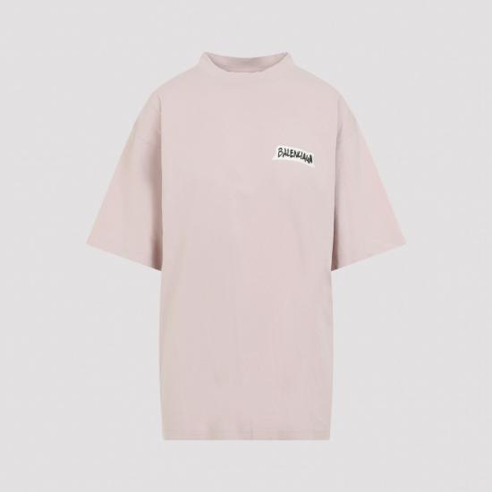 26FW 발렌시아가 마스킹 테이프 반팔 티셔츠 A00497TTVL65663 DUSTY PINK