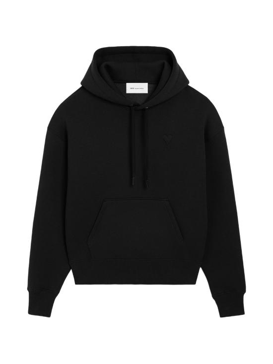 26FW 아미 코튼 드 하트 후드 USW756749001 BLACK