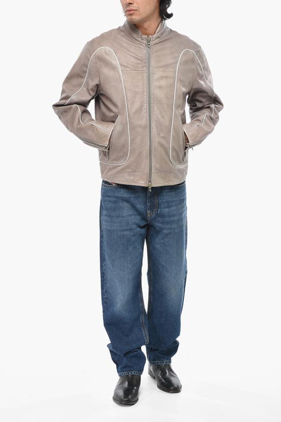  디젤 가죽 자켓 A12994 0IMAZ 9BX Gray - DIESEL