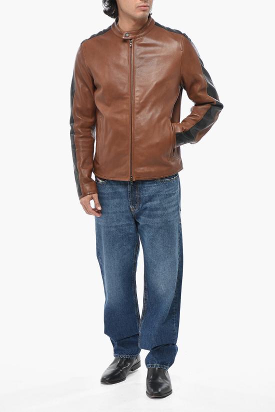  디젤 가죽 자켓 A19612 0AJFH 7FF Brown - DIESEL