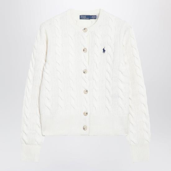 26FW 폴로 랄프로렌 로고 자수 크루넥 가디건 211972104002WO White