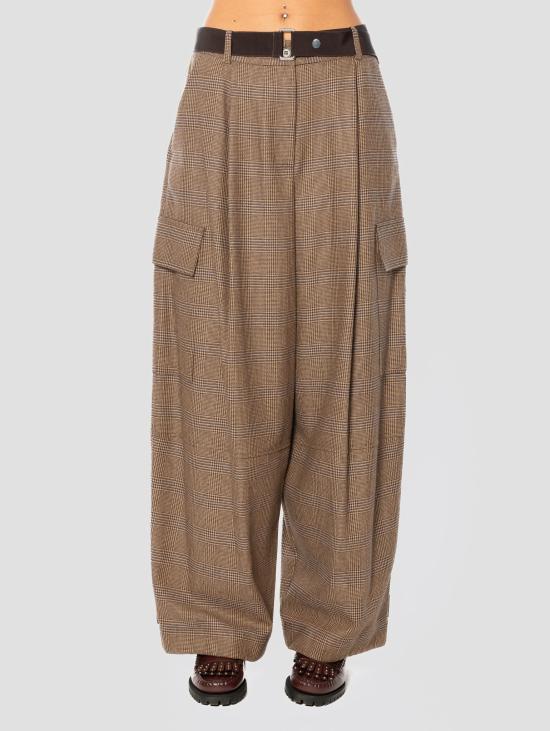 26FW 파로쉬 팬츠 Pantaloni Cargo Gamba Ampia Principe di Galles Marrone