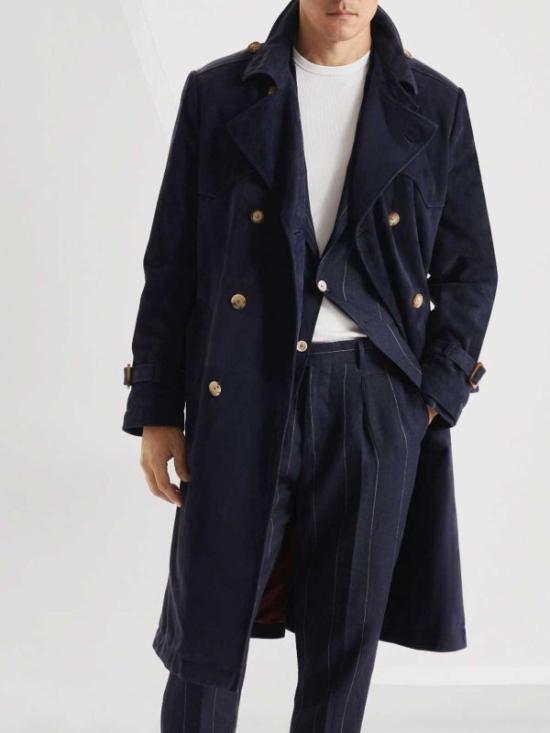  브루넬로 쿠치넬리 트렌치 코트 i239587 NAVY - BRUNELLO CUCINELLI