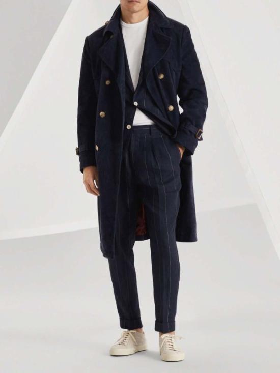  브루넬로 쿠치넬리 트렌치 코트 i239587 NAVY - BRUNELLO CUCINELLI