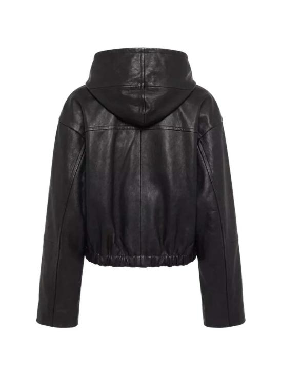  막스마라 봄버 자켓 후드 가죽 봄버 재킷 - MAX MARA
