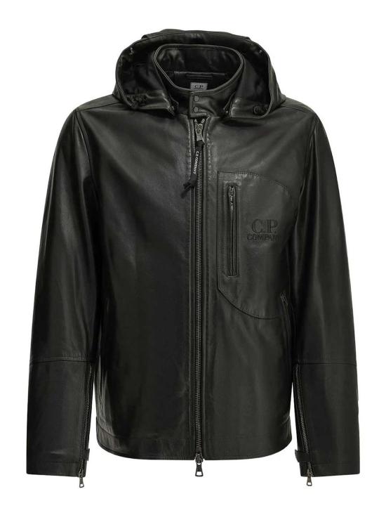 26FW 씨피 컴퍼니 레더 고글 자켓 21CMOW305A110457L999 BLACK