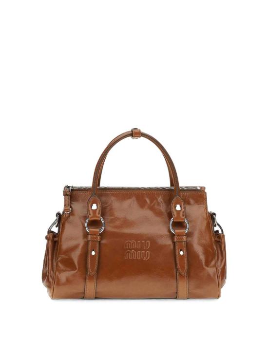 26FW 미우미우 글로시 레더 핸드백 5BA333VOOO2A44F0BW5 BROWN