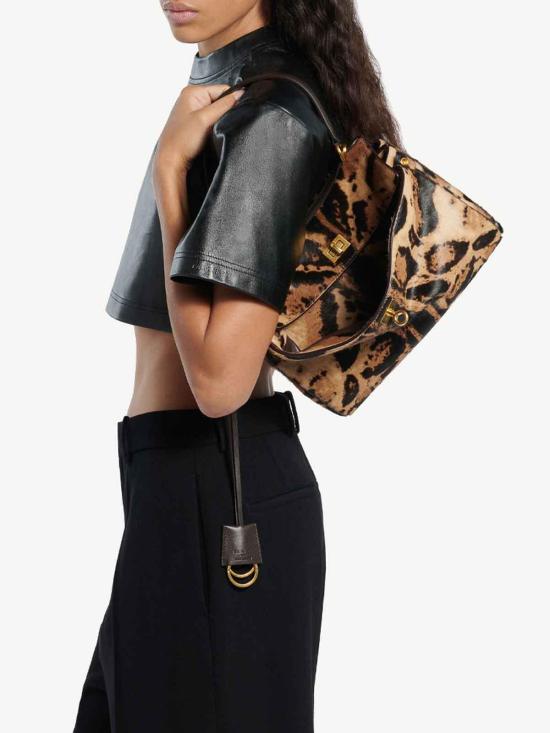 26FW 발렌시아가 레오파드 카프 헤어 턴락 로데오 토트백 스몰 7897792ACKL9220 BROWN - BALENCIAGA