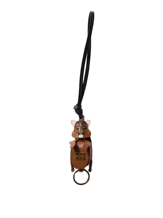 26FW 미우미우 로고 레더 트릭 키링 5TL6472HABF0046 BROWN