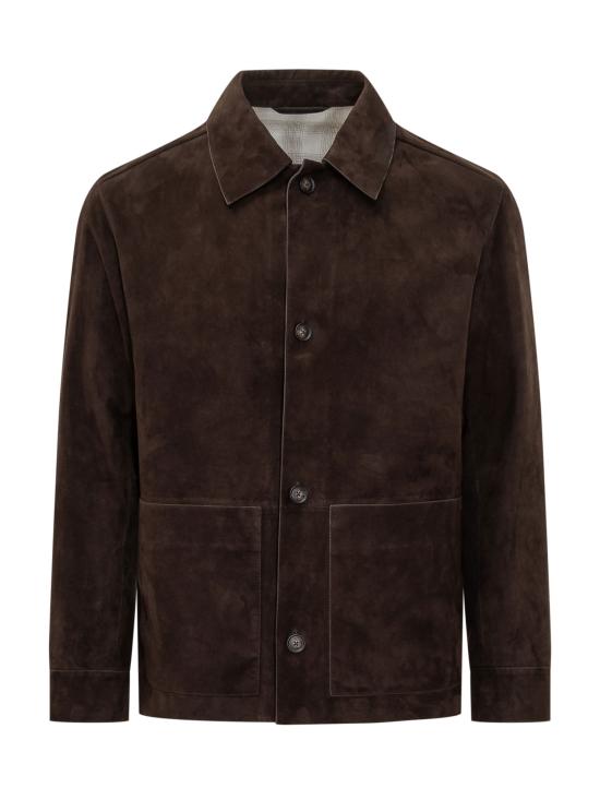 26FW 보스 가죽 자켓 50563881 244 OPEN BROWN