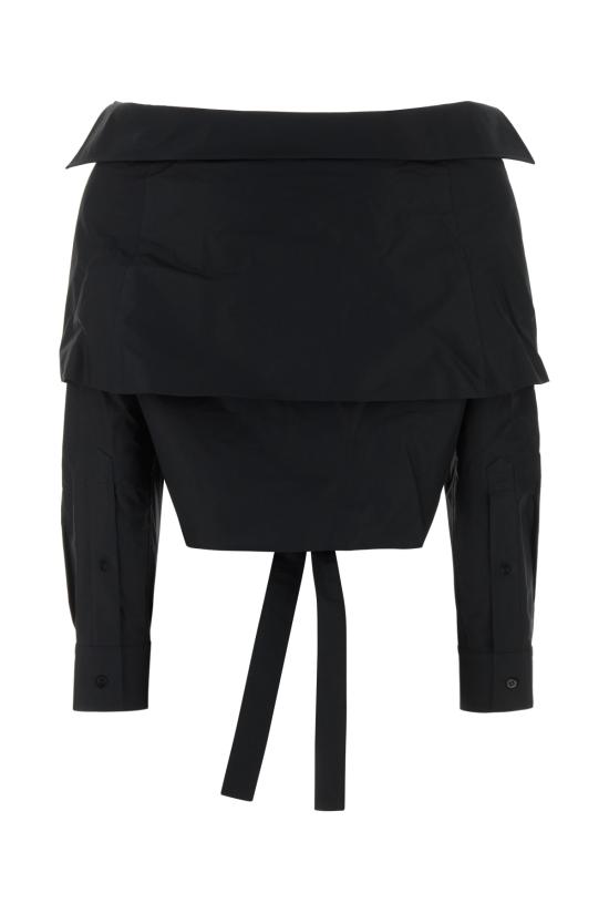 26FW 발렌시아가 오프 숄더 랩 셔츠 872123TRM28 1000 BLACK - BALENCIAGA
