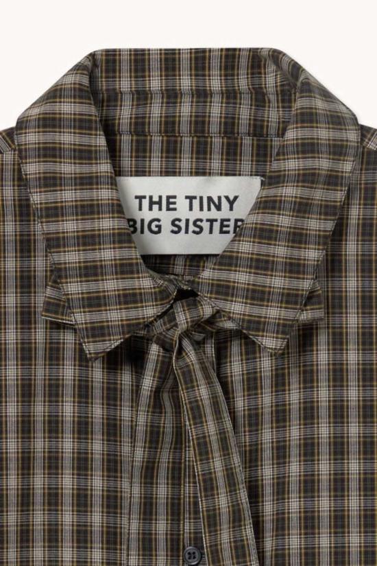  타이니 빅 시스터 탑 체크 리본넥 셔츠 - TINY BIG SISTER