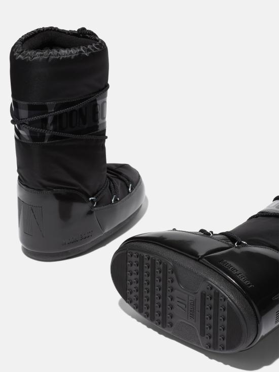 26FW 문부츠 아이콘 글랜스 플래티넘 새틴 부츠 80D1401680 N001 BLACK - MOON BOOT