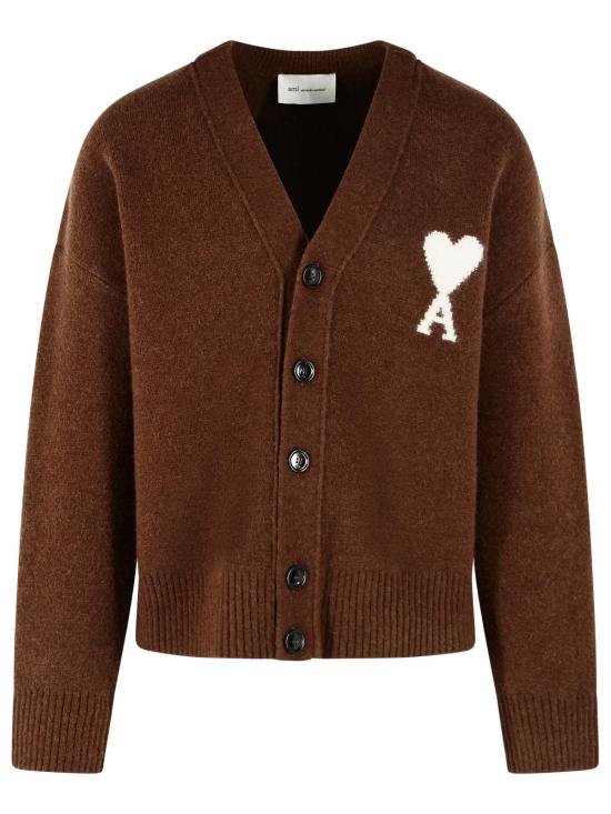 26FW 아미 빅 하트 로고 알파카 니트 가디건 UKC365 KN0135A362 Brown