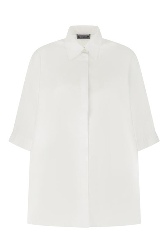 26FW 발렌시아가 숏 슬리브 코튼 포플린 셔츠 A009OPTUM20 9000 White