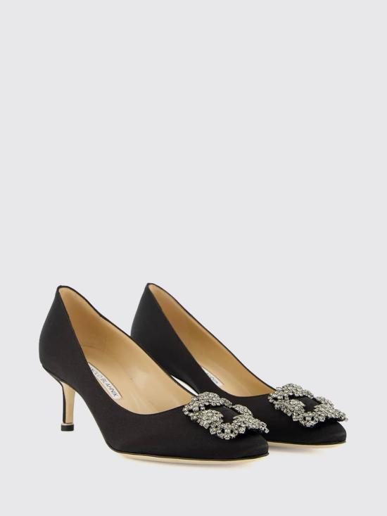 26FW 마놀로 블라닉 한기시 50 사틴 쥬얼 버클 펌프스 9XX06610041 0015 Black - MANOLO BLAHNIK