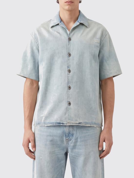26FW 로에베 애너그램 쇼트 슬리브 셔츠 H526Y1DW30 WASHED Blue