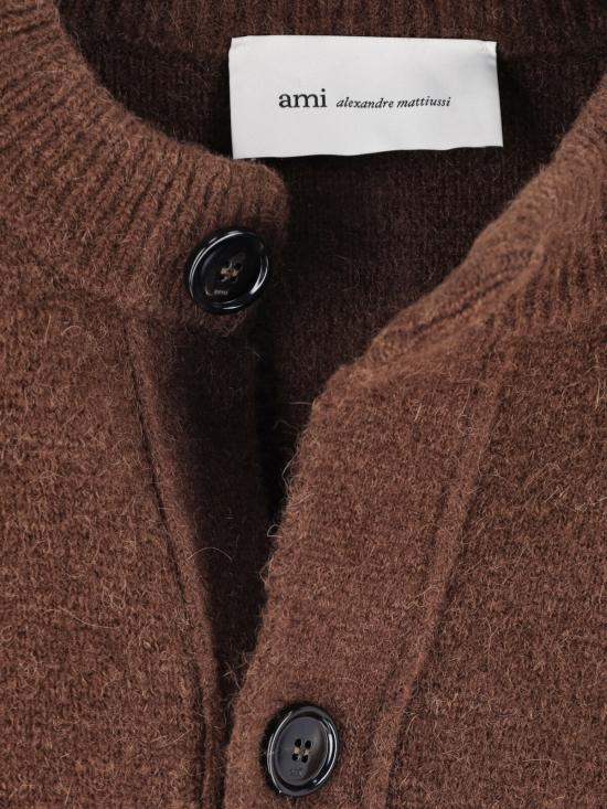 26FW 아미 ADC 하트 인타르시아 알파카 니트 가디건 UKC366 KN0135 A362 CHOCOLATE BROWN DOM - AMI