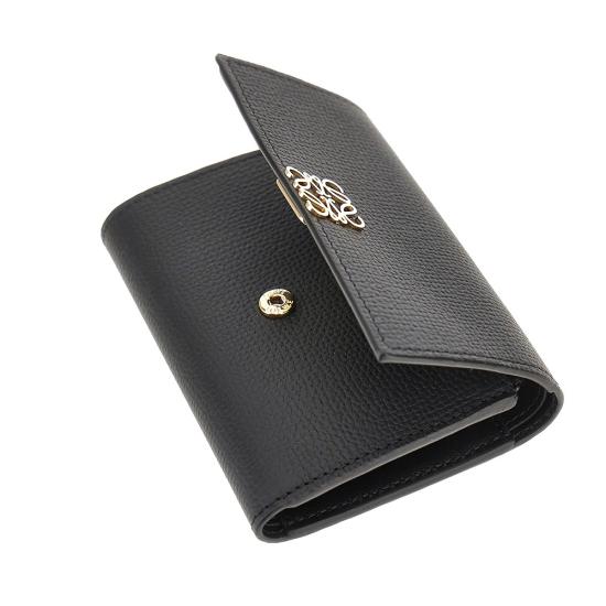 26FW 로에베 애너그램 스몰 버티컬 그레인 카프스킨 지갑 C821S33X12 Black - LOEWE