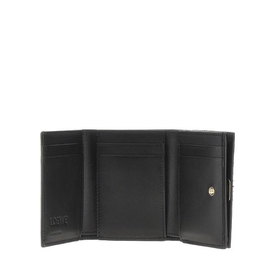 26FW 로에베 애너그램 트라이폴드 그레인 카프스킨 지갑 C821TR2X16 Black - LOEWE