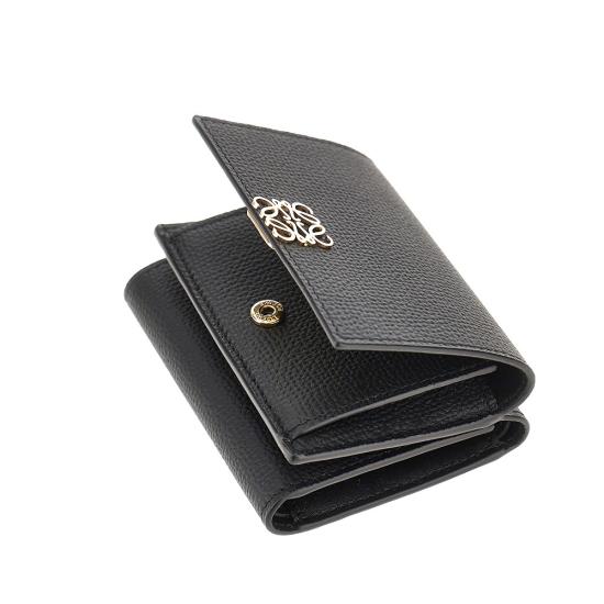 26FW 로에베 애너그램 트라이폴드 그레인 카프스킨 지갑 C821TR2X16 Black - LOEWE