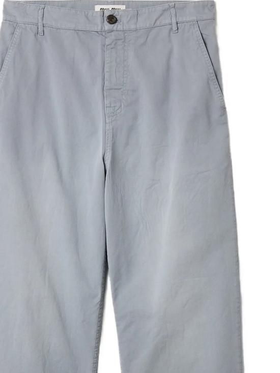 26FW 미우미우 블루 코튼 캐주얼 팬츠 MP1970S OOO 19R3F0276 STEEL - MIU MIU