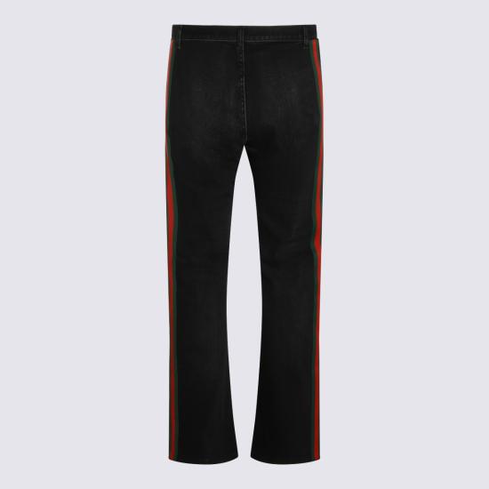 26FW 구찌 웹 디테일 코튼 데님 팬츠 875555 XDDID1000 BLACK - GUCCI