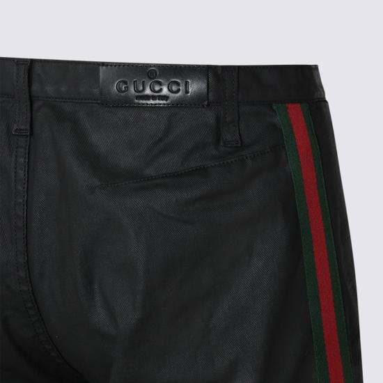 26FW 구찌 웹 디테일 코팅 코튼 트윌 데님 팬츠 A006GG XDDH31000 BLACK - GUCCI