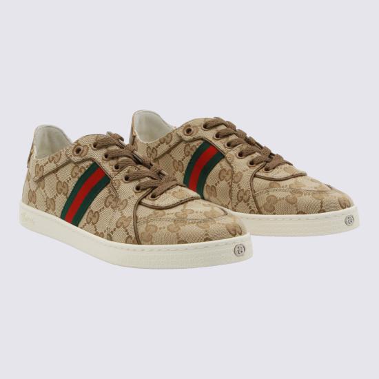 26FW 구찌 스트레치 로우탑 스니커즈 871611 FAF489644 BEIGE EBONY - GUCCI