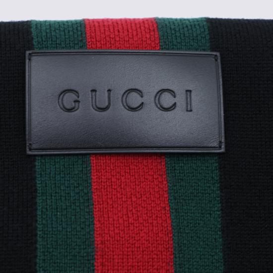 26FW 구찌 스트라이프 울 캐시미어 자카드 스카프 A007FJ 4GALH1066 BLACK - GUCCI