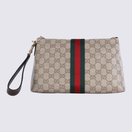 26FW 구찌 웹 디테일 GG 파우치 875821 FAF798547 BEIGE