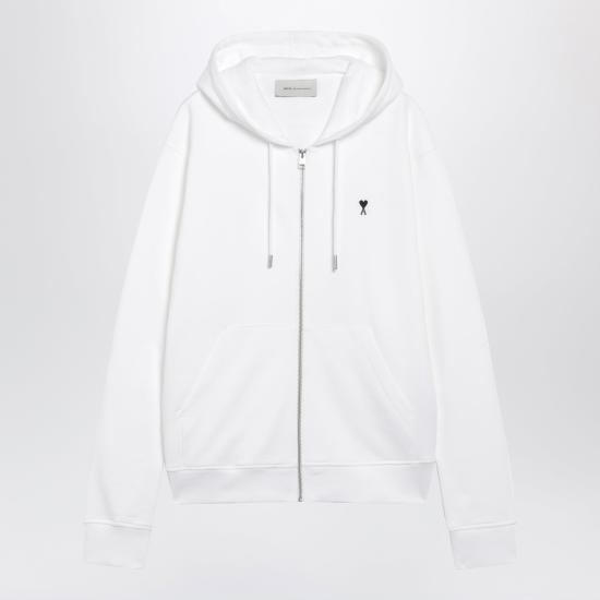 26FW 아미 스몰 하트 로고 코튼 후드 집업 HSW765730 White