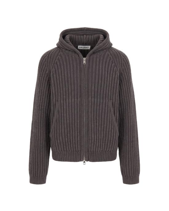 26FW 아워레가시 레벨 리브드 니트 후드 집업 M4263LS SAGE STRIPE