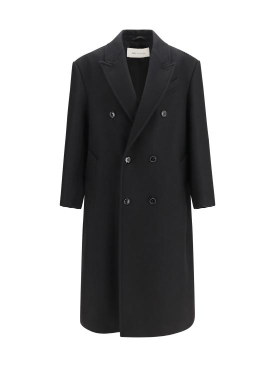 26FW 아미 울 더블 브레스트 롱 코트 HCO458WV0078 001 BLACK