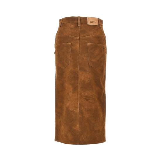 26FW 이자벨마랑에뚜왈 비잔 빈티지 페이크 스웨이드 스커트 JU0524FAD3B01E 50BW BROWN - ISABEL MARANT ETOILE