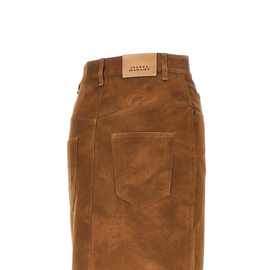 26FW 이자벨마랑에뚜왈 비잔 빈티지 페이크 스웨이드 스커트 JU0524FAD3B01E 50BW BROWN - ISABEL MARANT ETOILE