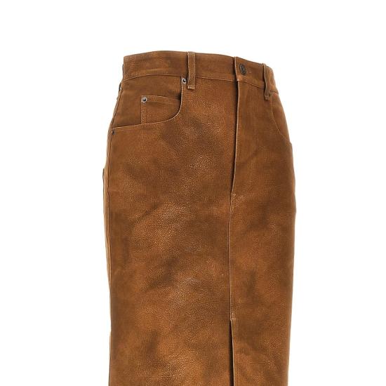 26FW 이자벨마랑에뚜왈 비잔 빈티지 페이크 스웨이드 스커트 JU0524FAD3B01E 50BW BROWN - ISABEL MARANT ETOILE