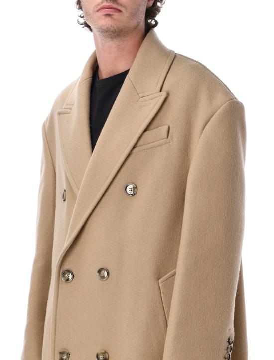 26FW 아미 울 더블 브레스트 롱 코트 HCO458WV0078 A184 BEIGE - AMI