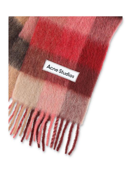 26FW 아크네 스튜디오 모헤어 체크 머플러 CA0084 DXV RED PINK BEIGE DOM - ACNE STUDIOS