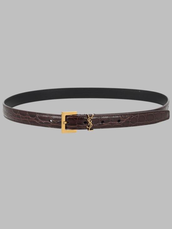 26FW 생로랑 카산드라 씬 스퀘어 버클 벨트 554465 1ZQ0W2989 BROWN