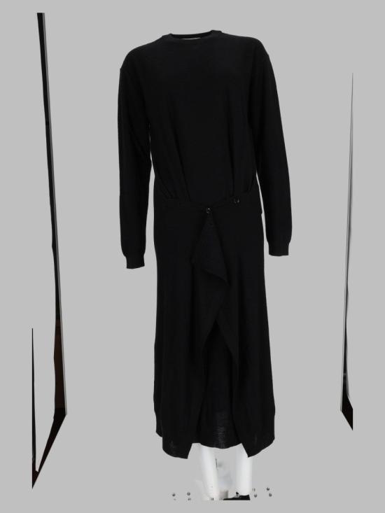 26FW 르메르 버튼 메리노 울 드레스 DR1180 LK1063BK999 BLACK