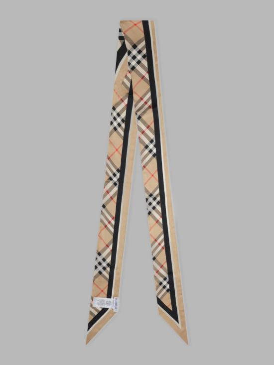26FW 버버리 스키니 체크 나이트 스탬프 실크 스카프 8114238 A2021 BEIGE - BURBERRY