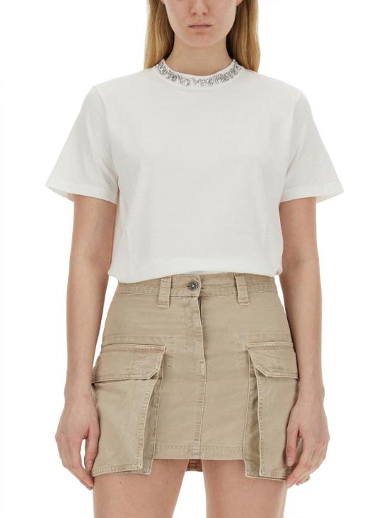  골든구스 카보숑 크리스탈 티셔츠 GWP01220 P00067310363 WHITE - GOLDEN GOOSE