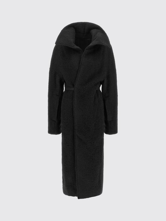 26FW 릭 오웬스 드라쿠칼라 벨티드 코트 RP02F5907WPA 09 Black - RICK OWENS