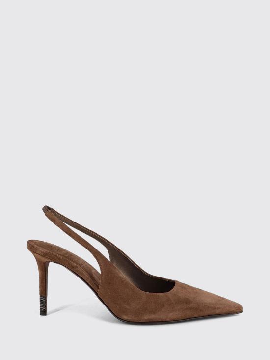 26FW 브루넬로 쿠치넬리 모닐리 스웨이드 슬링백 힐 MZSFC3256P C9773 Brown