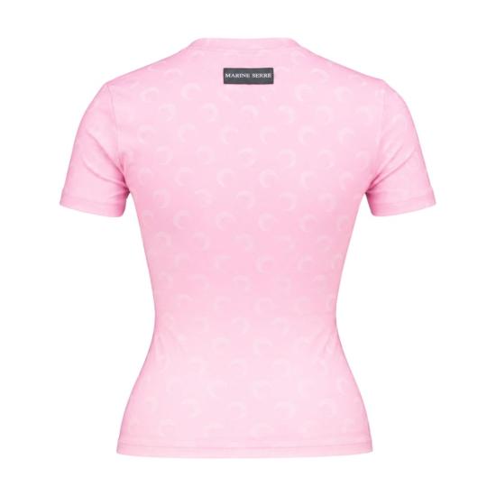 26FW 마린세르 문 로고 저지 베이비핏 티셔츠 WTT012ACJER0114 PK09 PINK - MARINE SERRE