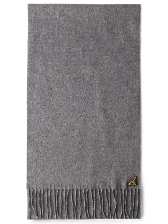 26FW 프라다 삼각 로고 실크 캐시미어 머플러 1FS065 2COP F05MC GRIGIO MELANGE