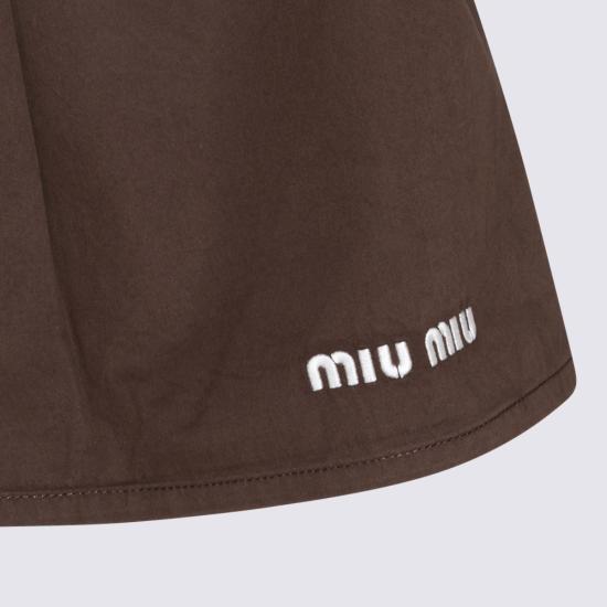 26FW 미우미우 워시드 개버딘 스커트 MG2755SOOO 19LWF0192 EBANO - MIU MIU